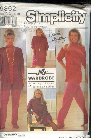 Simplicity Sewing Pattern 9862 Christie Brinkley, 5 Piece Wardrobe, Size 10 - 18