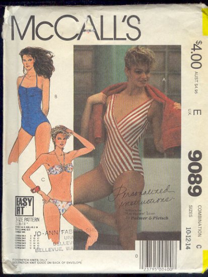 McCall's Sewing Pattern, 9089 Three Swim Suits. ize 10 12 14