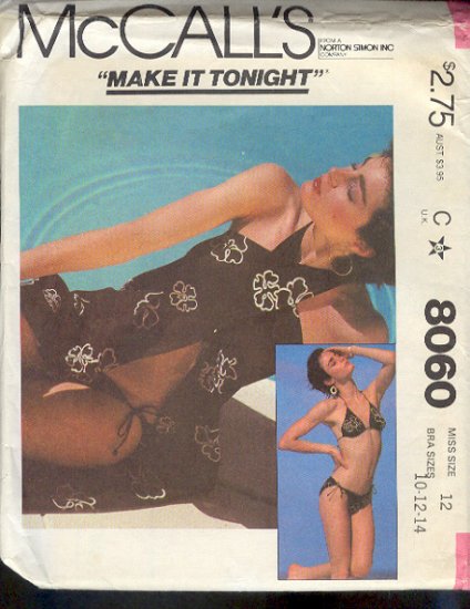 McCall's Sewing Pattern 8060 Swim Suit and Coverup SIze 10 12 14
