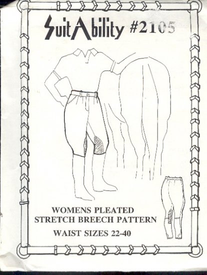 Sewing Pattern SuitAbility 2105 Stretch riding breech, Jodpurs Sizes 22 -40 waist