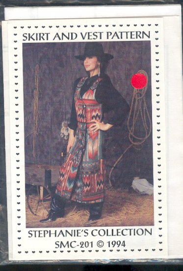 Sewing Pattern Stephanie's Collection SMC 201 Skirt and Vest in Western Style, Sm - Lg