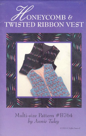 Sewing Pattern by Annie Tuley B 764 Honoeycomb and twisted ribbon vests, Size 8-20