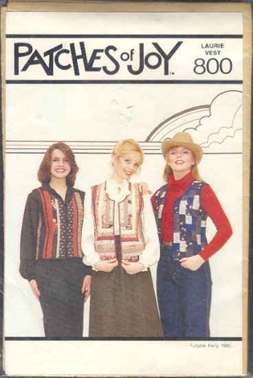 Sewing Pattern Patches of Joy 800 Laurie Vest, Sizes Petite to Large