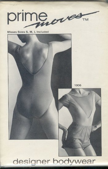 Sewing Pattern Prime Moves, 1006 V neck leotard, T shirt and shorts, Sizes S M L