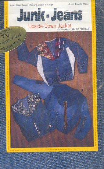 Sewing Pattern Junk-Jeans, Upside Down Jacket, Takes a few pair of old jeans, Sizes 32-51 bust