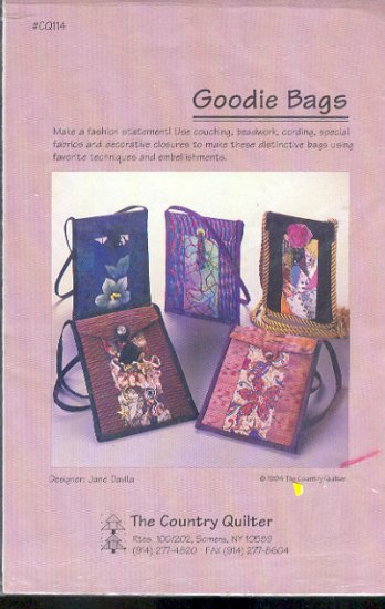 Sewing Pattern, Country Quilter, Goodie Bags, About 8 X 6 inches
