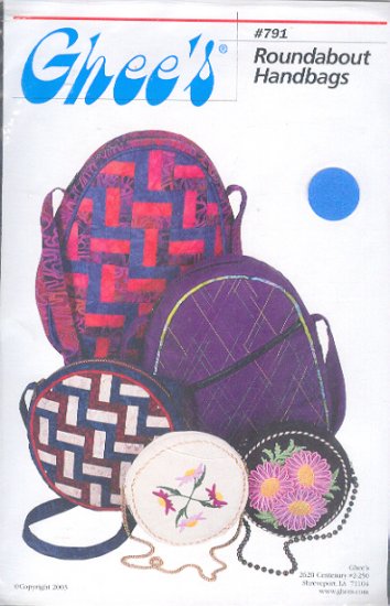 Sewing Pattern, Ghee's 791 Roundabout Handbags, 8, 9 and 12 inches