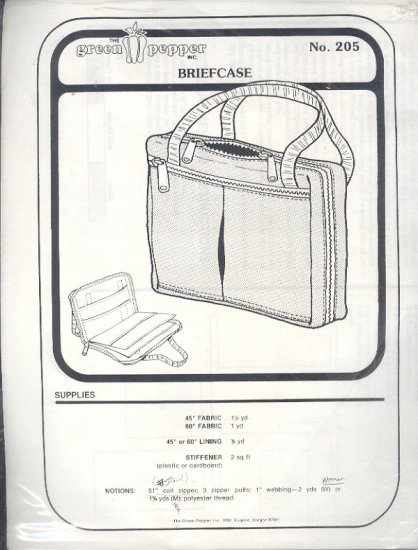 Sewing Pattern, Green Pepper 205, Briefcase, One size