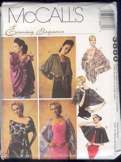 McCall's Sewing Pattern 3880, Fancy coverups, capes and stoles, sizes 4 - 22