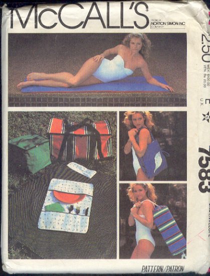 McCall's Sewing Pattern 7583, Sun Mat, Tote, Duffle, Picnic Baskets and accessories, One Size