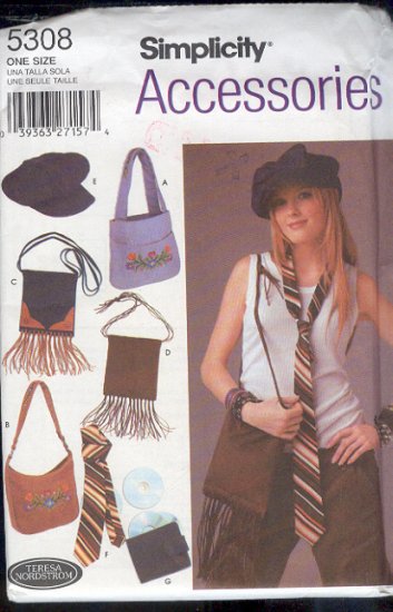 Simplicity Sewing Pattern 5308, Purses, hat, tie and CD holder by Teresa Nordstrom, One size