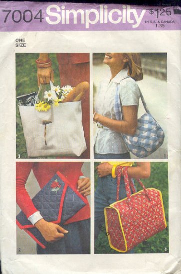 Simpliicty Sewing Pattern 7004, Four Bags, cut, One Size