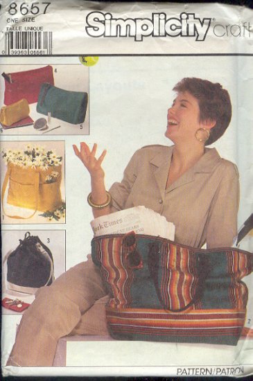 Simplicity Sewing Pattern 8657 Six Bags, One Size each