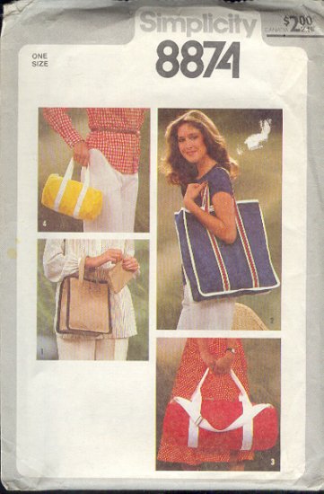 Simplicity Sewing Pattern 8874, Four bags, One Size each