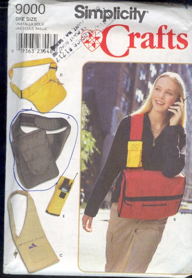 Simplicity Sewing Pattern, Three bags and cell phone holder, good for travel, One size each.