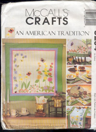 McCall's sewing Pattern 3204 Wall Quilt, Runner, Mats, Napkins, Cozy and Chair cushions, one size