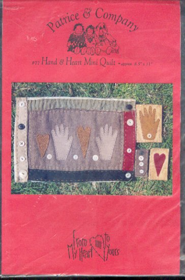 Sewing Pattern, Patrick & Co., 77, Hand on Heart Mini quilt, 8 X 11 inches
