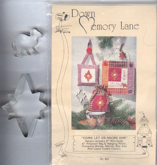 Sewing Pattern, Down Memory Lane, Come Let Us Adore Him, Includes two cookie cutters