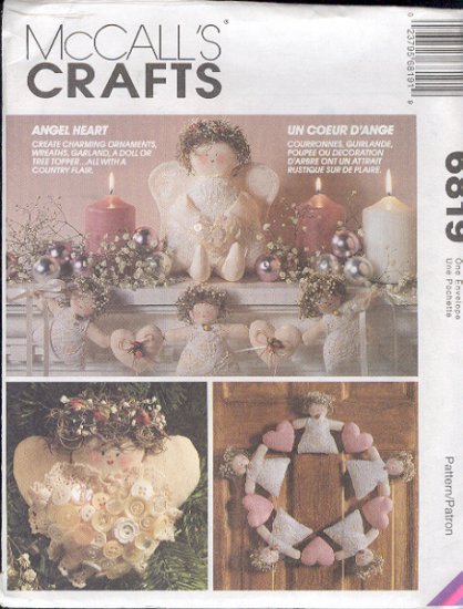 McCall's Sewing Pattern 6819 Christmas Heart, Doll/Topper,, Garland and Wreath, One size