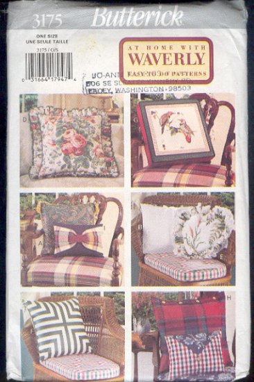 Butterick Sewing Pattern 3175, Assortment of pillows. One size