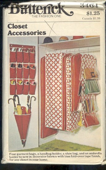 Butterick Sewing Pattern 3464, Closet Accessories, One size