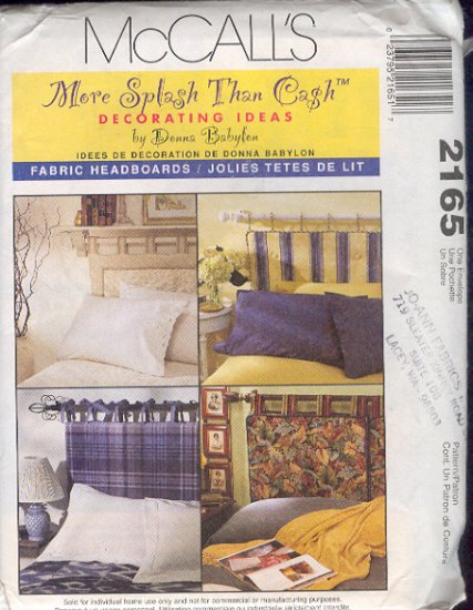 McCall's Sewing Pattern 2165, Four headboards on rods, One Size