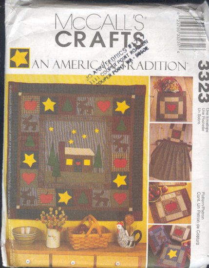 McCall's Sewing Pattern 3323, Cabn and Moose Quilt and pillows, one size