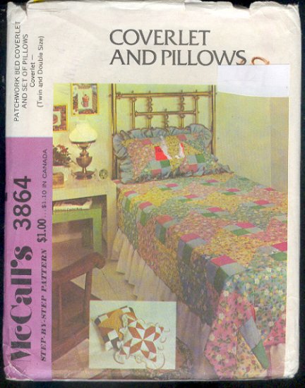 McCall's Vintage 3864, Bed Cover and Pillow Sham, Twin and double sizes