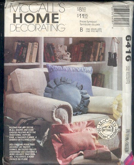 McCall's Sewing Pattern, Throw Pillows, 15 styles