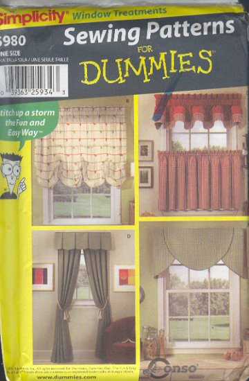 Simplicity Sewing Pattern 5980, Window Treatments, Five Options