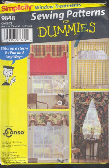 Simplicity Sewing Pattern 9848, Window Treatments, 5 options