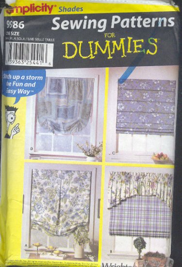 Simplicity Sewing Pattern 9986, Window Treatments, 5 options