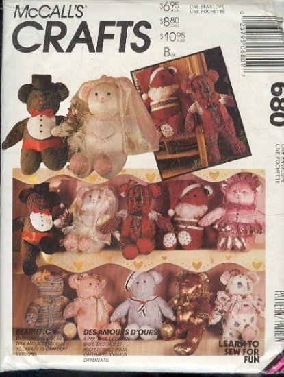 McCall's Sewing Pattern 680 21" Bear and all the clothes shown, One Size