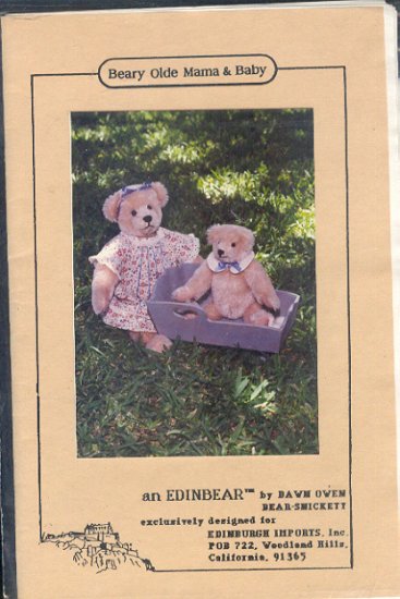 Sewing Pattern, Beary Old Mama and Baby by Edinbear, 8 and 14 inch, jointed