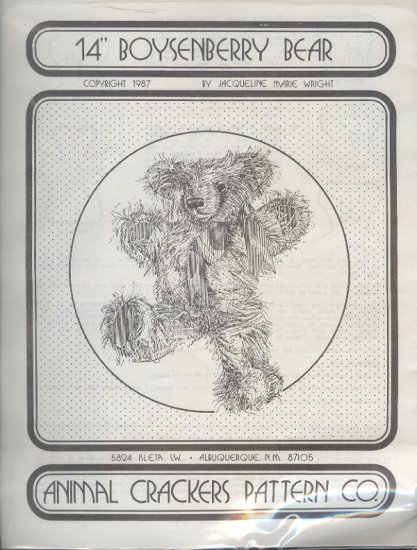 Sewing Pattern, Animal Crackers, 14" Boysenberry Bear