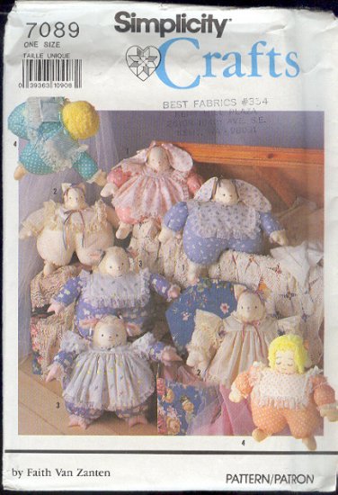 Simplicity Sewing Pattern, 17" Bunny, Cat and Doll
