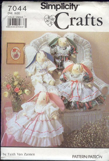 Simplicity Sewing Pattern 7044 Angel Bunny Rabbit, 22" with clothes