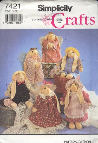 Simplicity Sewing Pattern 7421 10" Bunny Rabbit and all the clothes