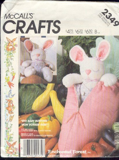 McCall's Sewing Pattern 2349, Bunny Rabbit and Carrot Bunting, 10"