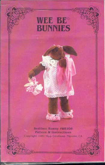 Sewing Pattern, Wee Be Bunnies, Bedtime Bunny, 18" with clothes