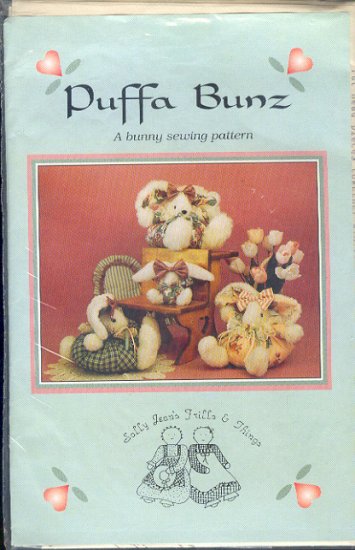 Sewing Pattern, Puffa Bunz, Bunny Rabbit 10 X 8 and 4 X 4 inches