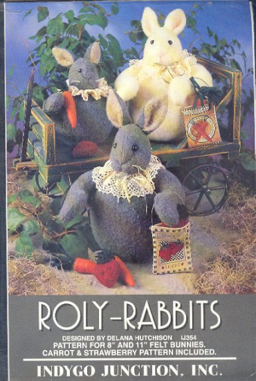 Sewing Pattery, Roly-Rabbits, 8" and 11" bunny rabbits by Indygo Junction