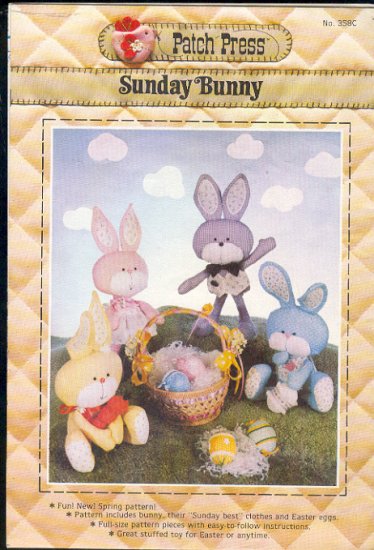 Sewing Pattern, Patch Press, Sunday Bunny, Rabbits, 8"
