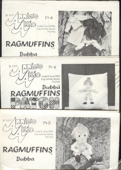 Sewing Pattern, Ragamuffins, Bubba, 16" doll with clothes and pillow