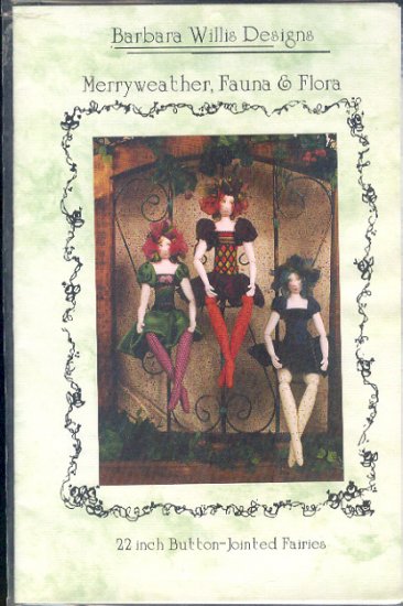 Sewing Pattern, arbara Willis Designs, Merryweather, Fauna & Flora, 22" button joint fairies