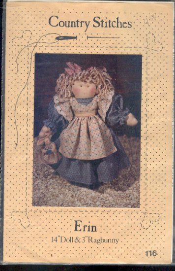 Sewing Pattern Country Stitches, Errink 14" doll and 3" Ragbunny
