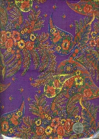 Sewing Fabric Cotton Plum Paisley 2 yds X 44" o. 123