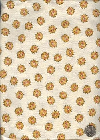 Sewing Fabric Cotton Smiley Suns on beige 2 yds X 44" No. 117