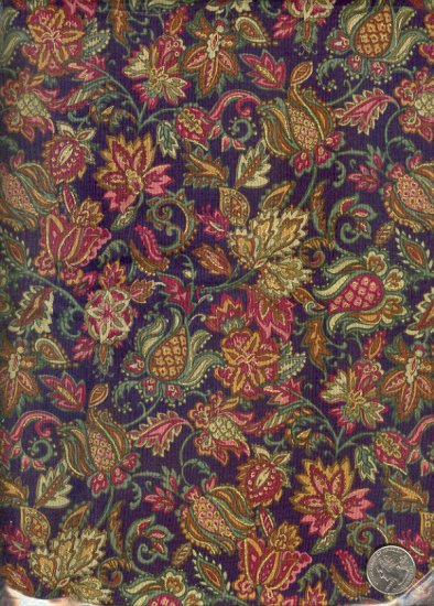 Sewing Fabric Cotton Brown Paisley type flowers 2 yds X 44" No. 118