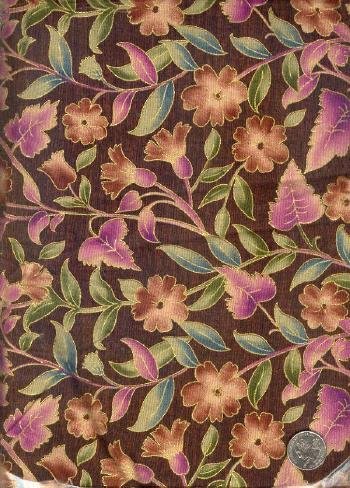 Sewing Fabric Cotton Brown flowers 1.75 yds X 44 No. 107